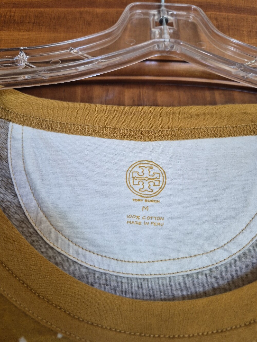 Tory Burch Golden Brown and White Striped Short-Sleeve Tee - Picture 4 of 12